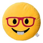 EvZ Emoji Glasses Girl Face Emoticon Cushion Stuffed Plush Soft Pillow, Official Certified, 32cm Yellow