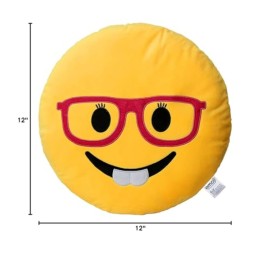 EvZ Emoji Glasses Girl Face Emoticon Cushion Stuffed Plush Soft Pillow, Official Certified, 32cm Yellow