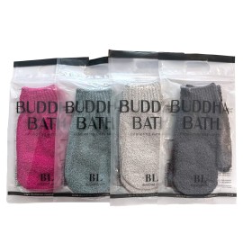 Buddha Bath Scrub Gloves - 4 pairs Exfoliating Shower Mitts - Face and Body - For Men and Women (MIX)