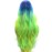 Xiweiya 13x3 Lace Multi-color Wigs Ombre Neon Yellow Green with Blue Roots Wig Long Natural Straight Lace Front Wig for Women Heat Resistant Fiber Hair for Women, Drag queen Cosplay Wigs 24 Inches