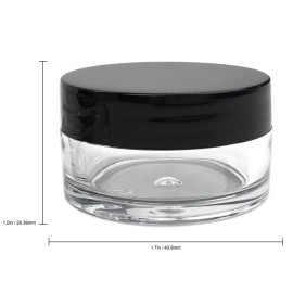 Beauticom 12 Piece 20g/20ml USA Acrylic Round Clear Jars with Lids for Lip Balms, Creams, Make Up, Cosmetics, Samples, Ointments and other Beauty Products (Black Lid (Flat Top)) Beauticom 12 Piece 20g/20ml USA Acrylic Round Clear Jars with Lids for Lip Balms, Creams, Make Up, Cosmetics, Samples, Ointments and other Beauty Products (Black Lid (Flat Top))