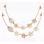 yueton 2pcs Fashion Ladies Athena Olive Branch Tassel Leaf Chain Alligator Clips Barrettes Bobby Pin Hair Clips Bride Headwear Edge Clip Clamps Headbands