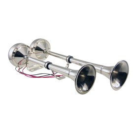 Pactrade Marine Boat Stainless Steel Electric Dual Trumpet Horn Complete Set 12V-150db for Pontoon RV Car Truck Boat