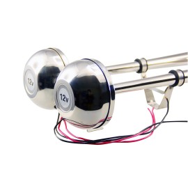 Pactrade Marine Boat Stainless Steel Electric Dual Trumpet Horn Complete Set 12V-150db for Pontoon RV Car Truck Boat