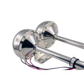 Pactrade Marine Boat Stainless Steel Electric Dual Trumpet Horn Complete Set 12V-150db for Pontoon RV Car Truck Boat