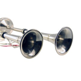Pactrade Marine Boat Stainless Steel Electric Dual Trumpet Horn Complete Set 12V-150db for Pontoon RV Car Truck Boat