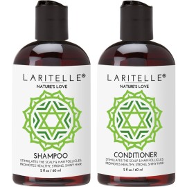 Laritelle Organic Travel Size Shampoo 2 oz + Travel Size Conditioner 2 oz | Organic Quinoa + Keratin + Follicle Stimulating Rosemary, Ginger & Grapefruit | NO GMO. Vegan