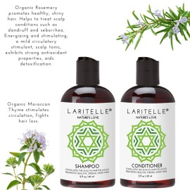 Laritelle Organic Travel Size Shampoo 2 oz + Travel Size Conditioner 2 oz | Organic Quinoa + Keratin + Follicle Stimulating Rosemary, Ginger & Grapefruit | NO GMO. Vegan