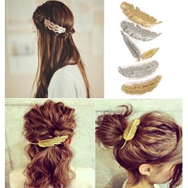 yueton 6pcs Mix Style Leaves Barrettes Bobby Pin Hair Clips Bride Headwear Edge Clip Clamps