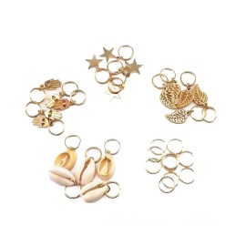 yueton 30pcs Gold Ring Shell Hands Leaves Star Pendant Rings Set Hair Clip Headband Hair Accessories yueton 30pcs Gold Ring Shell Hands Leaves Star Pendant Rings Set Hair Clip Headband Hair Accessories