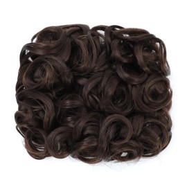 SWACC Short Messy Curly Dish Hair Bun Extension Easy Stretch hair Combs Clip in Ponytail Extension Scrunchie Chignon Tray Ponytail Hairpieces (Dark Brown-4)