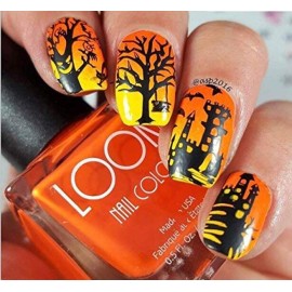 PUEEN Nail Art Stamping Plate - Halloween Party 01 - Theme Park Collection 125x65mm Unique Nailart Polish Stamping Manicure Image Plates Accessories Kit - BH000725