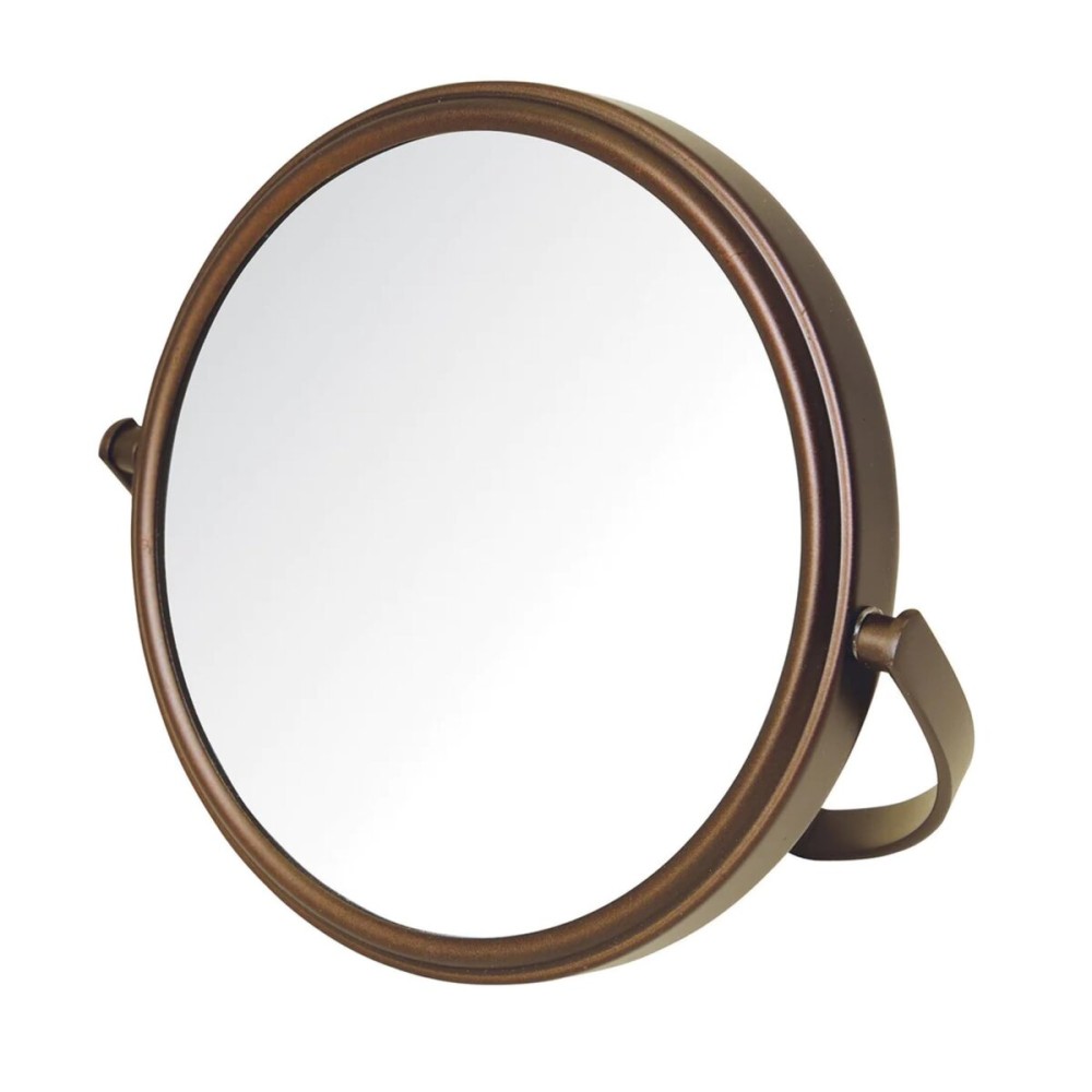 Model\'s Choice JERDON Tabletop Vanity Makeup Mirror with Bronze Finish - 5.5 Diameter Mirror with 5X-1X Magnification - Model MC109BZP