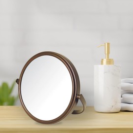 Model\'s Choice JERDON Tabletop Vanity Makeup Mirror with Bronze Finish - 5.5 Diameter Mirror with 5X-1X Magnification - Model MC109BZP
