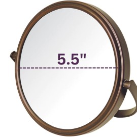 Model\'s Choice JERDON Tabletop Vanity Makeup Mirror with Bronze Finish - 5.5 Diameter Mirror with 5X-1X Magnification - Model MC109BZP