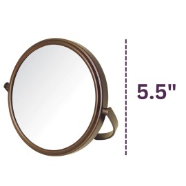 Model\'s Choice JERDON Tabletop Vanity Makeup Mirror with Bronze Finish - 5.5 Diameter Mirror with 5X-1X Magnification - Model MC109BZP
