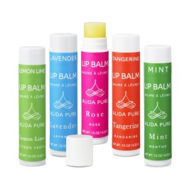 ALIDA PURE Aria Lip Balm Collection, Vegan Set, Beeswax Free, with Organic Jojoba and Avocado Oil, Vitamin E, Natural Moisturizer for Dry, Chapped Lips, 5 Tube Set