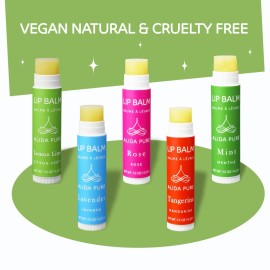 ALIDA PURE Aria Lip Balm Collection, Vegan Set, Beeswax Free, with Organic Jojoba and Avocado Oil, Vitamin E, Natural Moisturizer for Dry, Chapped Lips, 5 Tube Set
