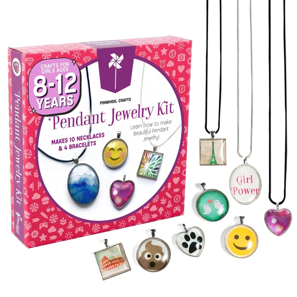 Pinwheel Crafts Pendant Jewelry Making Kit for Girls 8-12+ Years, Necklace and Bracelet Making Kit for Kids - Single Craft to Create Multiple Necklace & Bracelet for Teens with 200 Designs