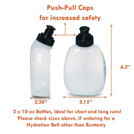 Runtasty 10 oz BPA-Free Water Bottles - 2-Pack Replacement Winners Hydration Belt, Push-Pull Caps, Spill-Proof Design, Fully Compatible with Most Hydration Belts for Running, Hiking & Cycling