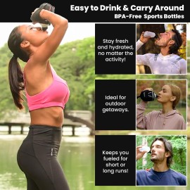 Runtasty 10 oz BPA-Free Water Bottles - 2-Pack Replacement Winners Hydration Belt, Push-Pull Caps, Spill-Proof Design, Fully Compatible with Most Hydration Belts for Running, Hiking & Cycling