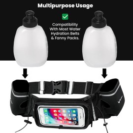 Runtasty 10 oz BPA-Free Water Bottles - 2-Pack Replacement Winners Hydration Belt, Push-Pull Caps, Spill-Proof Design, Fully Compatible with Most Hydration Belts for Running, Hiking & Cycling