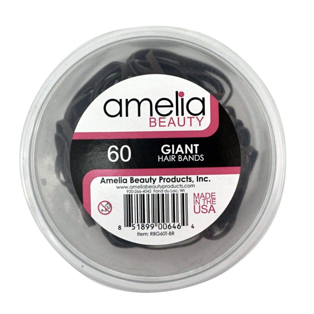 60 Count Giant Rubber Band Ponytail Holders (Brown)
