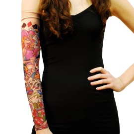 Wild Rose Unisex LADY LUCK Single Tattoo Mesh Sleeve, Tan, X-Large