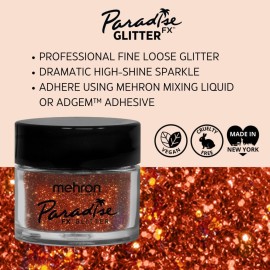 Mehron Makeup Paradise Glitter FX | Professional Cosmetic for Makeup & Art | Vibrant & Shimmering Loose Glitter .25 oz (7 g) (Orange Harvest)