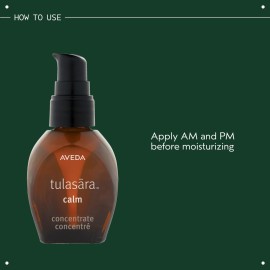 Aveda Tulasara Calm Concentrate | Soothing Serum for Visible Redness | Calms, Cools & Hydrates Skin | with Algae & Pomegranate Extract | 96% Naturally Derived*, 1 Fl Oz