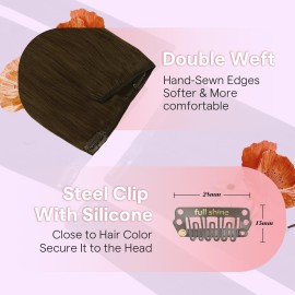 Full Shine Clip in Hair Extensions Real Human Hair Brown Remy Hair Extensions Clip ins Brown Human Hair Extensions Natural Brazilian Straight Hair Extensions 20 inch 7Pcs 120g