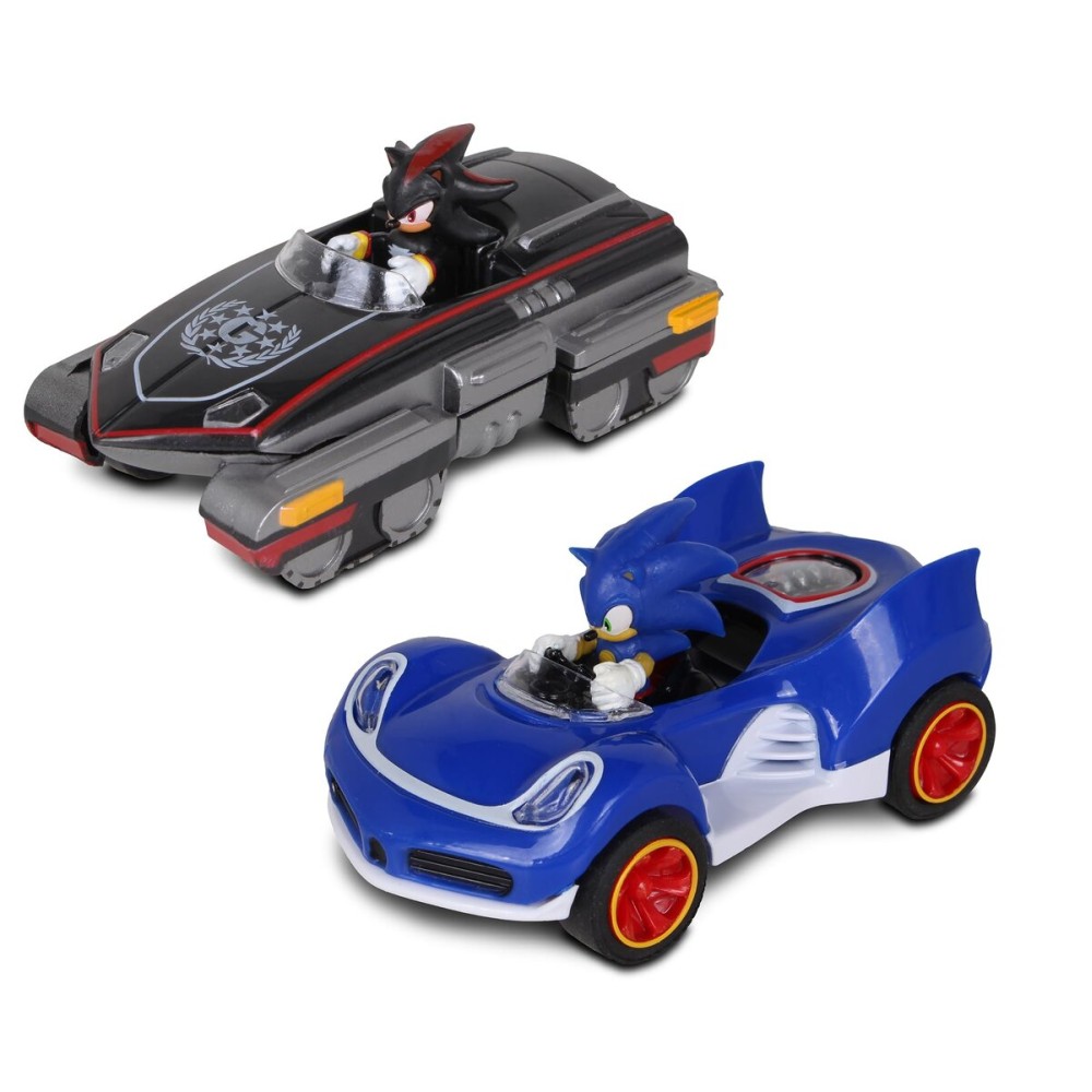 NKOK Sonic Transformed All-Stars Racing Pull Back Action: Shadow and Sonic Hedgehog, Two Vehicles, Video Game Legends, No Batteries Required, Pull Back - Release - and Watch it go