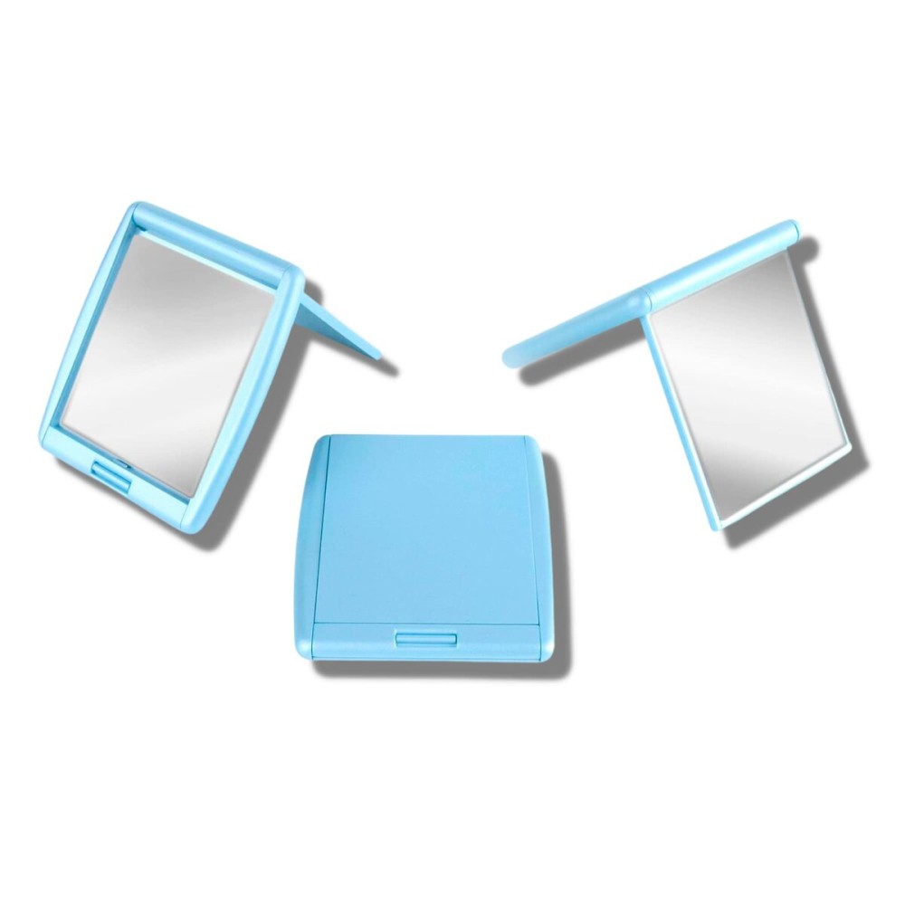 Storus 2-Faced Mirror, Double-Sided Compact Mirror, 3x/1x Magnification for Women, Teens, Travel, Office, Purse, Backpack, Make-up - Light Blue