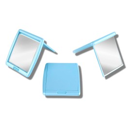 Storus 2-Faced Mirror, Double-Sided Compact Mirror, 3x/1x Magnification for Women, Teens, Travel, Office, Purse, Backpack, Make-up - Light Blue
