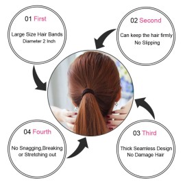 J-MEE Seamless Hair Bands, 100PCS Hair Ties Ponytail Holders Headband Scrunchies for Thick Hair No Crease Damage (Mix Colors)