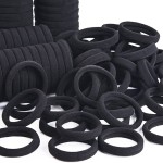 J-MEE Hair Bands 100PCS Seamless Cotton Ponytail Holders Scrunchies Hair Accessories for Thick Hair (black)