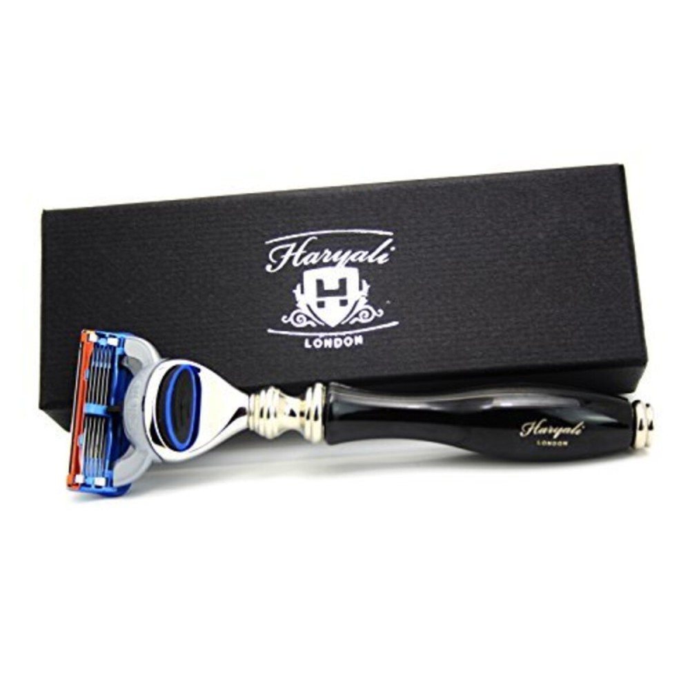 Haryali London 5 Edge Shaving Razor With Black Handle Beard and Mustache Safety Razor For Mens Perfect Shave