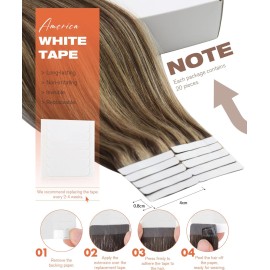 Sunny Hair Tape in Hair Extensions Real Human Hair Invisible Remy Hair Extensions Tape ins for Women Dark Brown Highlight Caramel Blonde 22 inch 20Pcs 50G