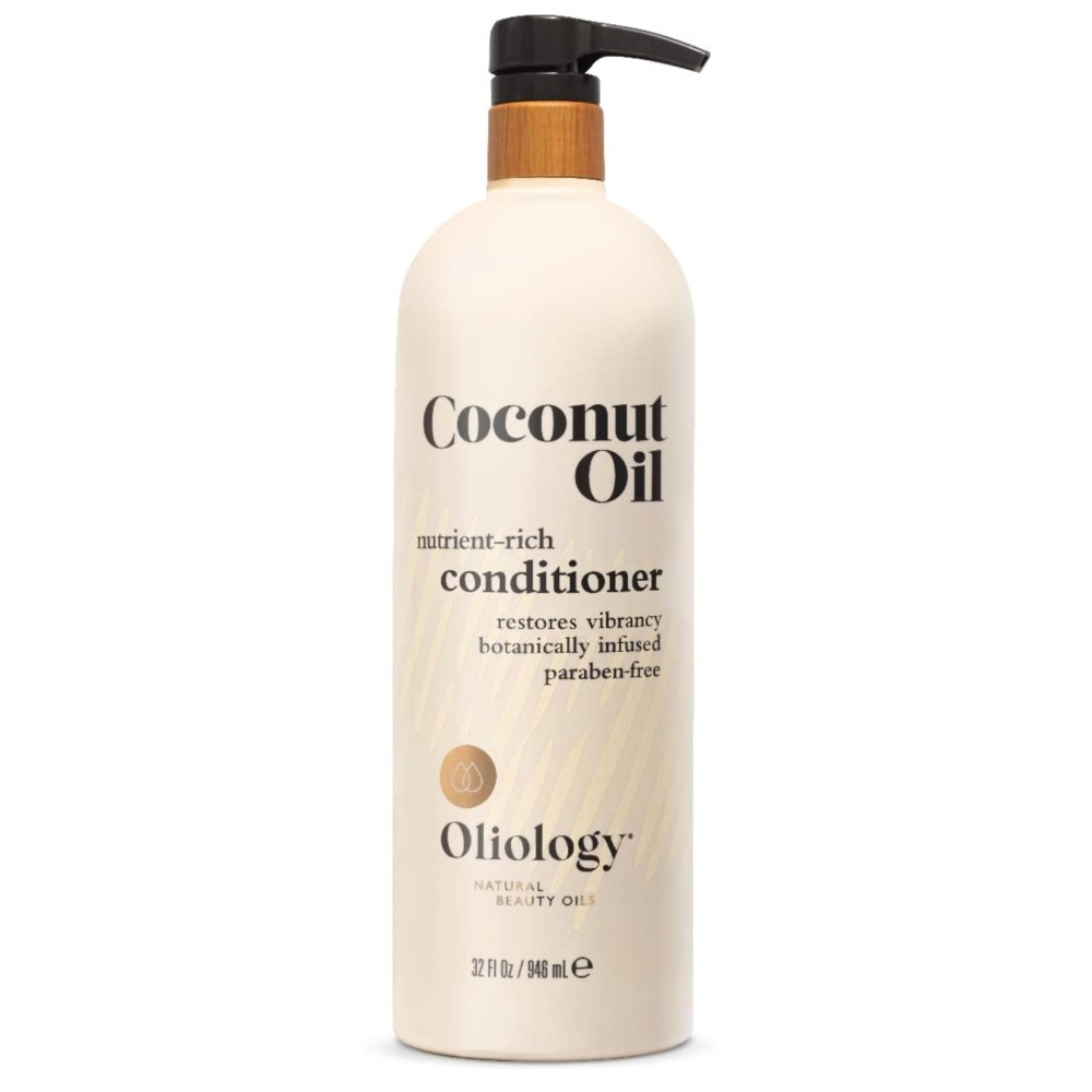 Oliology Nutrient Rich Coconut Oil Conditioner - Restores Vibrancy & Softens Hair | Repairs Damaged Dry Weak Hair | Intensely Hydrates | Botanically Infused | Paraben Free (32 fl oz)