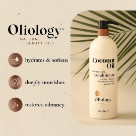 Oliology Nutrient Rich Coconut Oil Conditioner - Restores Vibrancy & Softens Hair | Repairs Damaged Dry Weak Hair | Intensely Hydrates | Botanically Infused | Paraben Free (32 fl oz)