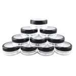 yueton 10pcs Black Edge Open Window 10 Gram Empty Clear Plastic Powder Compact Cosmetic Containers