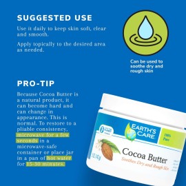 Earth\'s Care Cocoa Butter - Pure Raw Natural Cocoa Butter for Body, Hair and DIY Projects 5 OZ