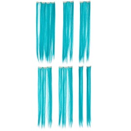 SWACC 7 Pcs Full Head Party Highlights Clip on in Hair Extensions Colored Hair Streak Synthetic Hairpieces (22-Inch Straight, Teal Blue) SWACC 7 Pcs Full Head Party Highlights Clip on in Hair Extensions Colored Hair Streak Synthetic Hairpieces (22-Inch Straight, Teal Blue)