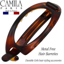 Camila Paris CP2316 French Hair Barrette Clip, Flexible Ponytail Holder No Metal Parts, Strong Hold Grip Hair Clips for Women, No Slip and Durable Styling Girls Hair Accessories, Made in France