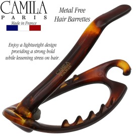 Camila Paris CP2316 French Hair Barrette Clip, Flexible Ponytail Holder No Metal Parts, Strong Hold Grip Hair Clips for Women, No Slip and Durable Styling Girls Hair Accessories, Made in France