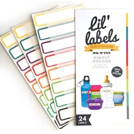 Bottle Labels, Food Pantry Label, Write-On, Self-Laminating, Waterproof Kids Name Labels for Baby Bottles for Daycare School, Dishwasher, Freezer, Kitchen Safe (Simply Colors - Rainbow Inspired))