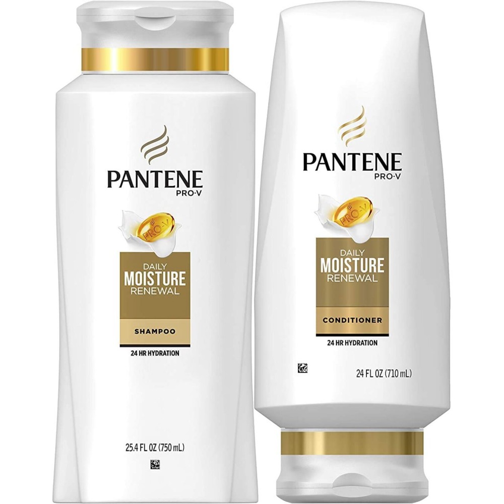 Pantene Moisturizing Shampoo 25.4 OZ and Silicon-Free Conditioner 24 OZ for Dry Hair, Daily Moisture Renewal, Bundle Pack (Packaging May Vary) Pantene Moisturizing Shampoo 25.4 OZ and Silicon-Free Conditioner 24 OZ for Dry Hair, Daily Moisture Renewal, Bundle Pack (Packaging May Vary)
