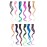 SWACC 12 Pcs Curly Wavy One Color Party Highlights Clip on in Hair Extensions Colored Hair Streak Synthetic Hairpieces (Ombre 12 Colors)