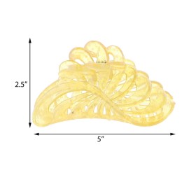 5 inch Large Jaw Clip Hair Claw with Leaf Design for Women- Speckled Tan