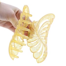 5 inch Large Jaw Clip Hair Claw with Leaf Design for Women- Speckled Tan